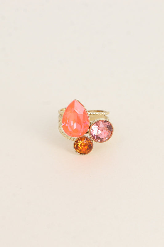 Bague Trilogie goutte - ornée de cristaux de Swarovski® ORANGE FLUO