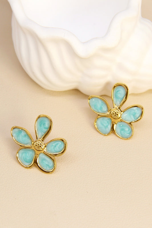 BOUCLES D'OREILLES FLEURS BLEU