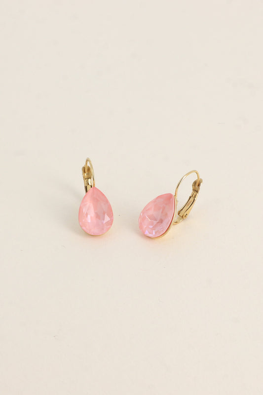 Boucles dormeuses Bertille dorées - goutte - ornées de cristaux de Swarovski® BLUSH