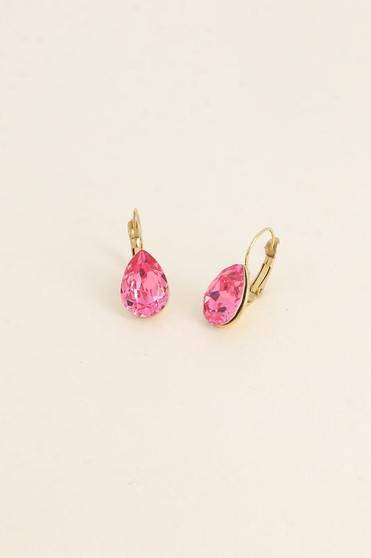 Boucles dormeuses Bertille dorées - goutte - ornées de cristaux de Swarovski® ROSE