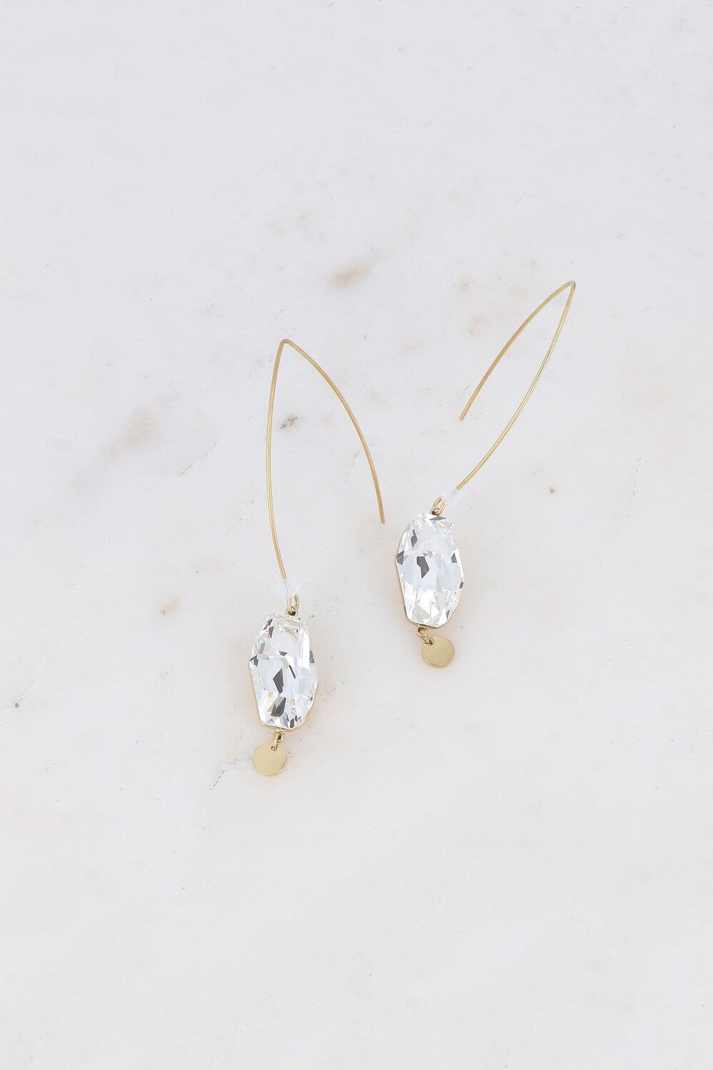 Boucles pendantes - ornées de cristaux de Swarovski® et pampille ronde BLANC
