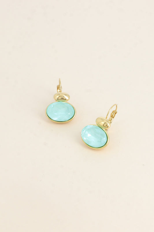 Boucles Vivine dorées - ornées de cristaux de Swarovski® VERT D'EAU
