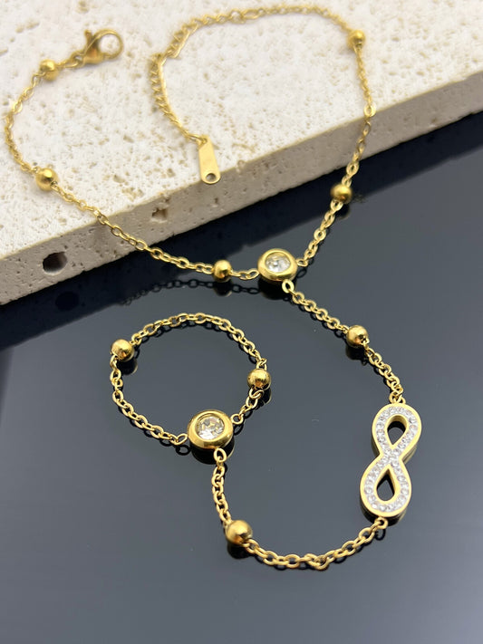 Bracelet de main infini en acier inoxydable Doré