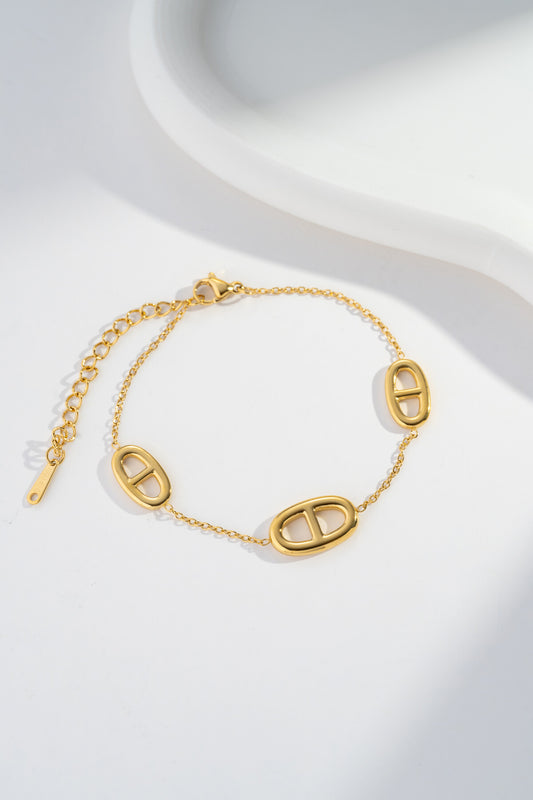 Bracelet Ovale Graphique – Acier inoxydable doré