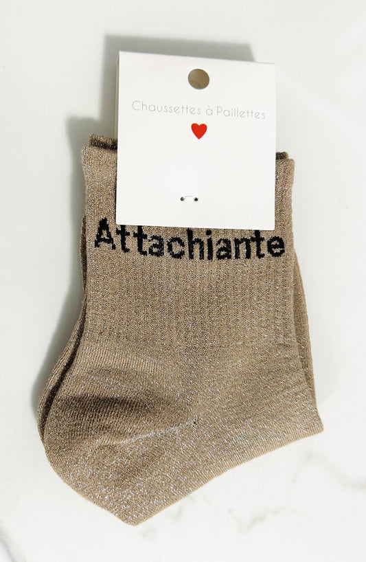 Chaussettes à paillettes “RALEUSE “ bordeau