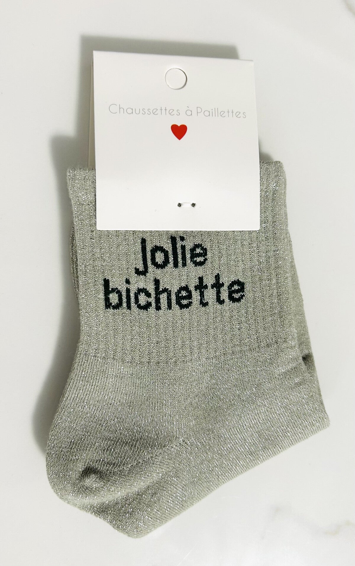 Chaussettes à paillettes “ JOLIE BICHETTE “ kaki