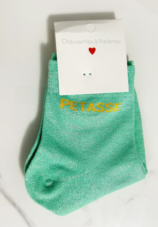Chaussettes à paillettes “PETASSE “ vert clair