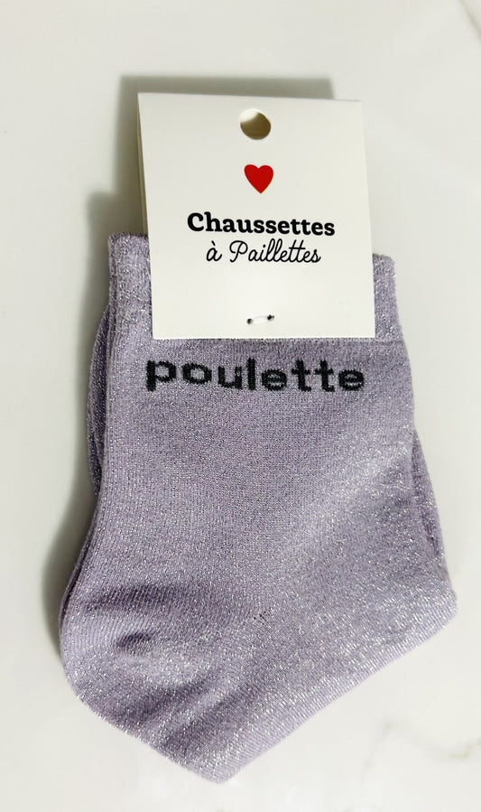 Chaussettes à paillettes “ POULETTE “ lilas