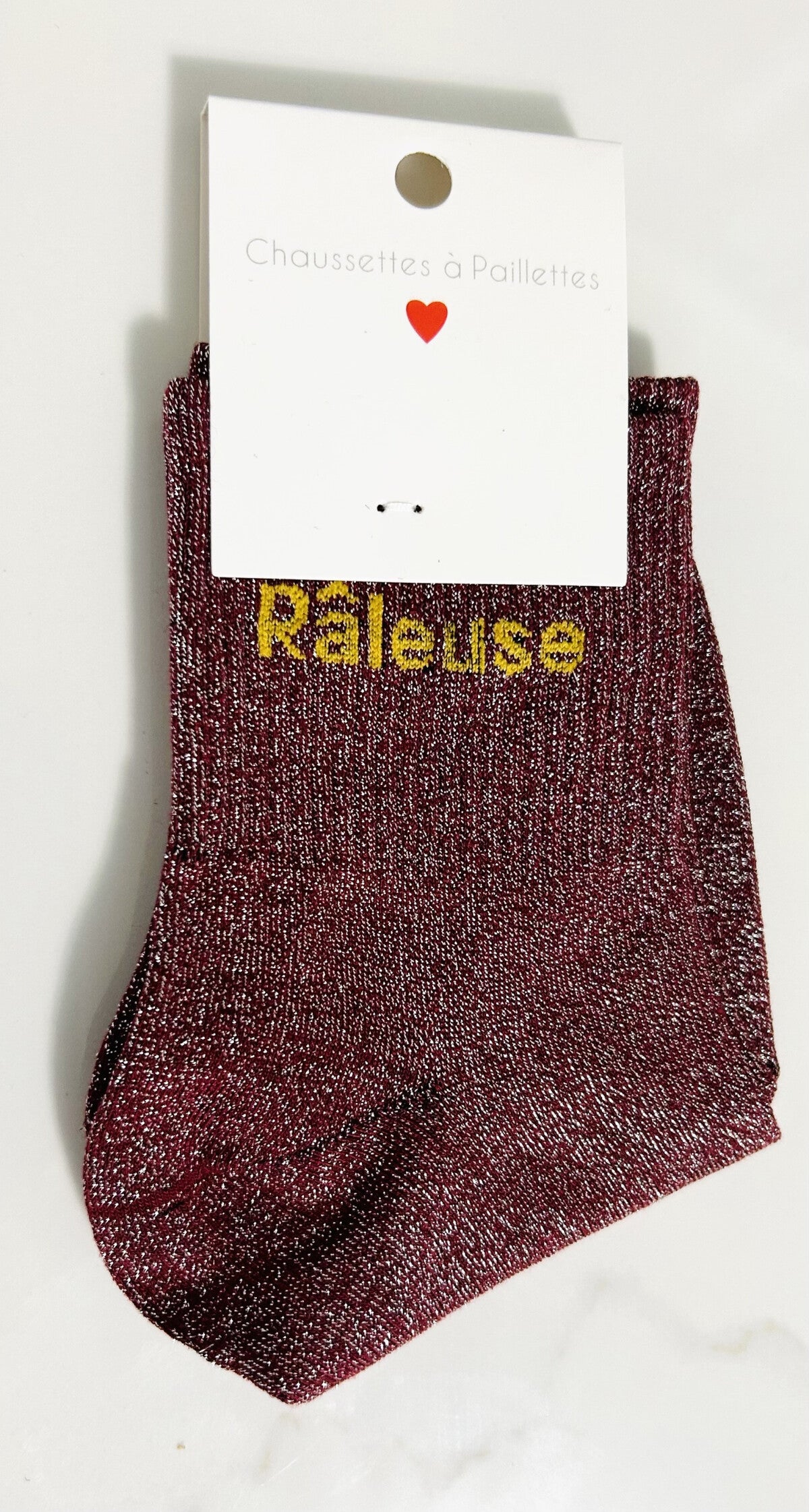 Chaussettes à paillettes “RALEUSE “ bordeau