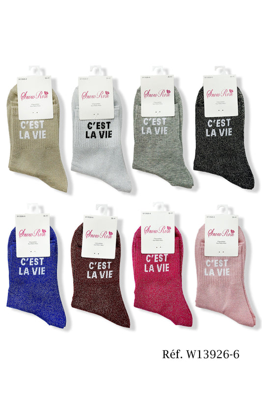 Chaussettes à paillettes “C'EST LA VIE"