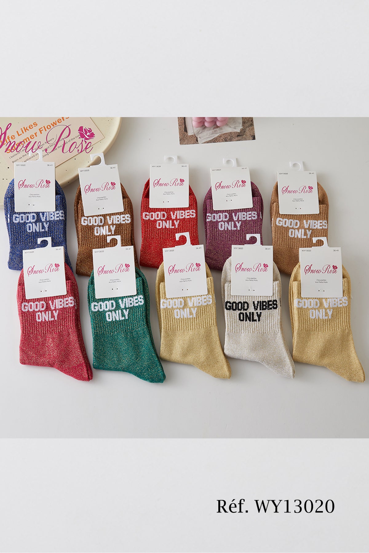 Chaussettes à paillettes “GOOD VIBES ONLY"