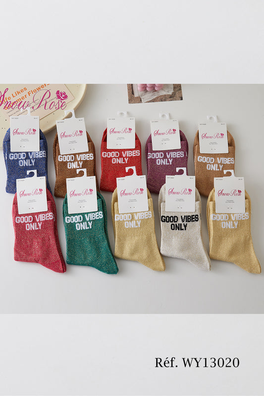 Chaussettes à paillettes “GOOD VIBES ONLY"