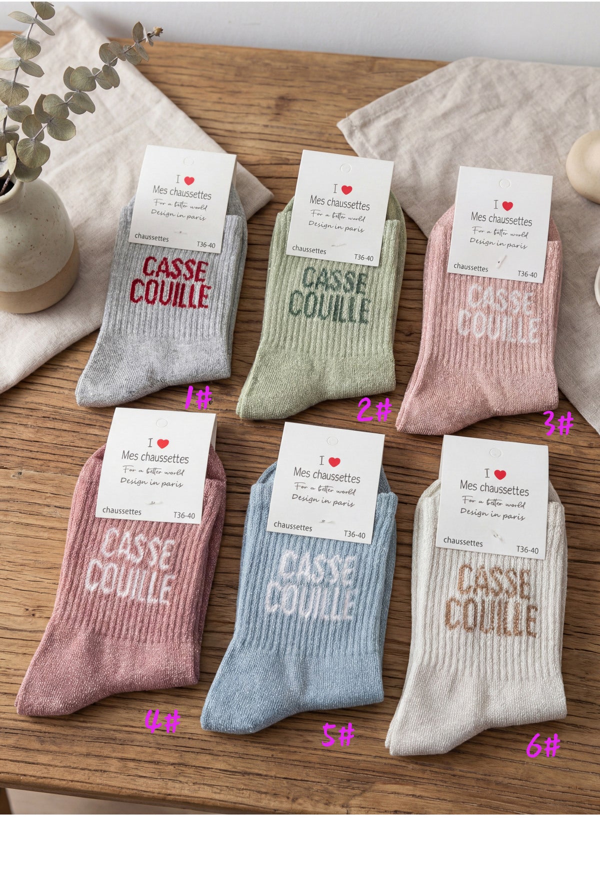 Chaussettes à paillettes “CASSE COUILLE"