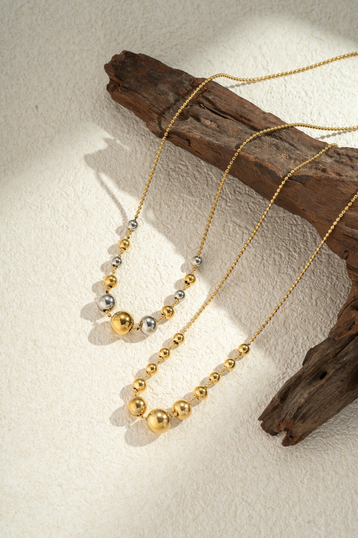 Collier à Perles Sphériques Brillantes bicolore