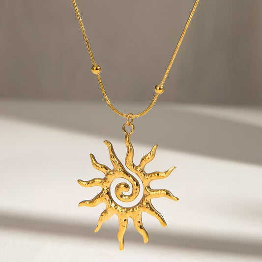 Collier acier inoxydable soleil