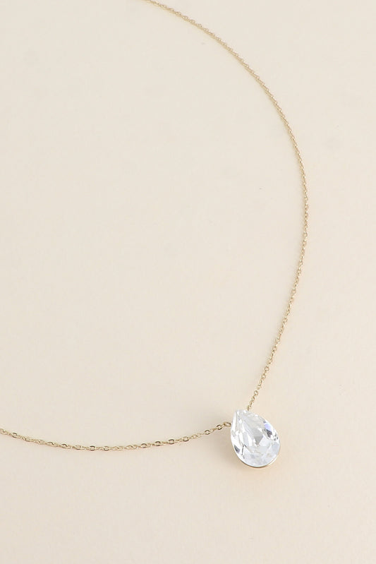Collier Bertille doré - orné de cristaux de Swarovski® - forme goutte BLANC