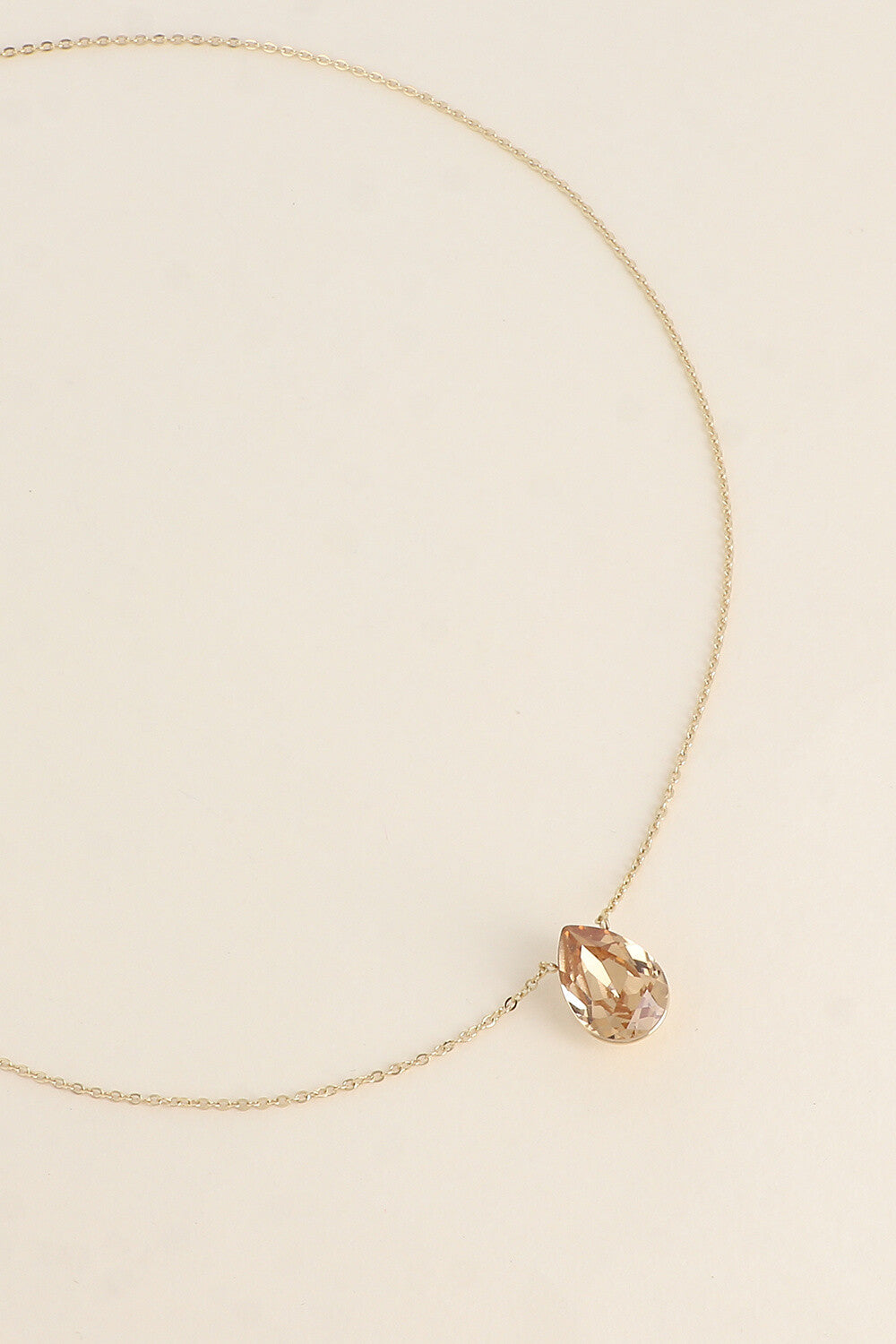 Collier Bertille doré - orné de cristaux de Swarovski® - forme goutte MARRON