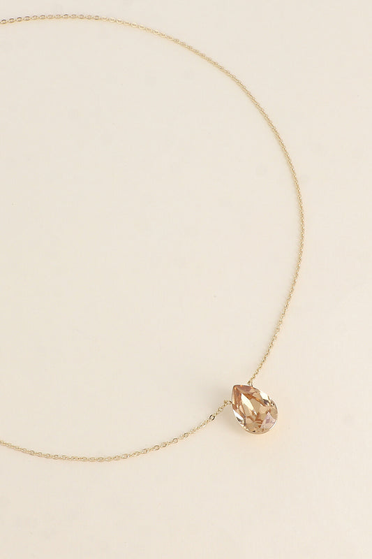 Collier Bertille doré - orné de cristaux de Swarovski® - forme goutte MARRON