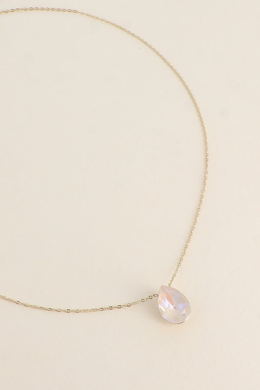Collier Bertille doré - orné de cristaux de Swarovski® - forme goutte IVOIRE
