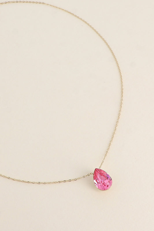 Collier Bertille doré - orné de cristaux de Swarovski® - forme goutte ROSE