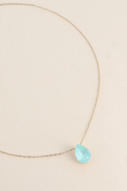 Collier Bertille doré - orné de cristaux de Swarovski® - forme goutte VERT CLAIR