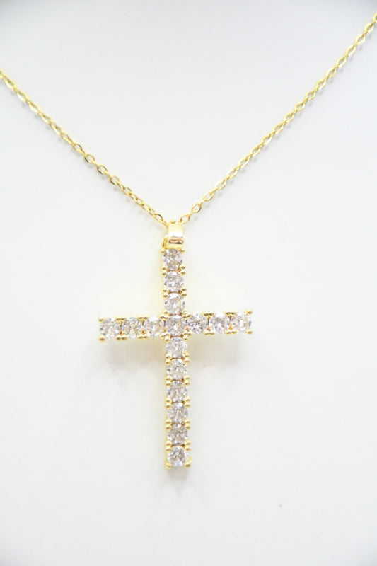 Collier croix en acier inoxydable doré