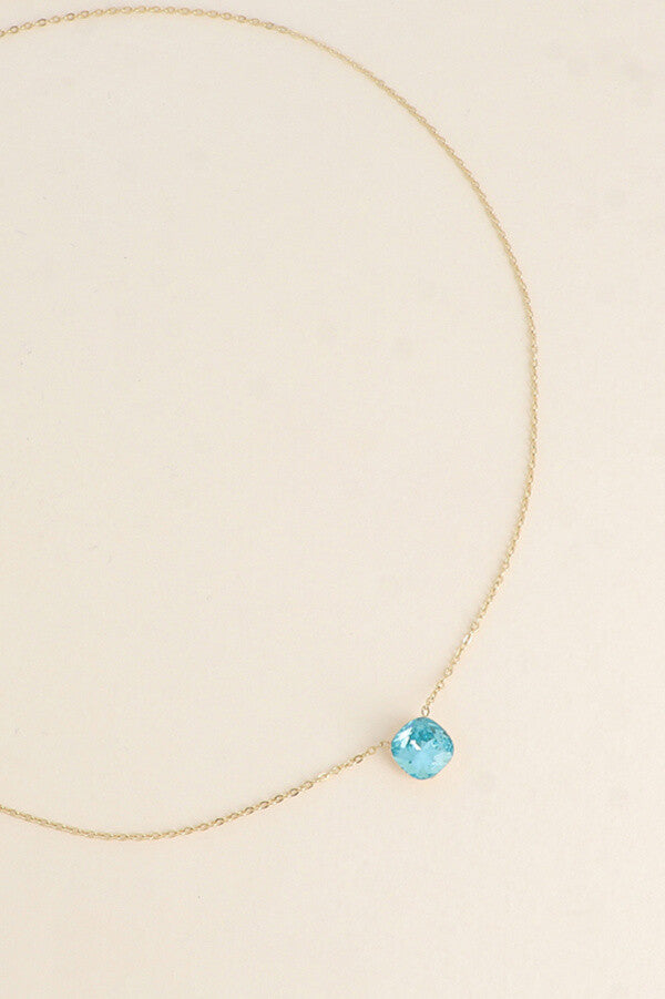 Collier doré - maille forçat, orné de cristaux de Swarovski® TURQUOISE