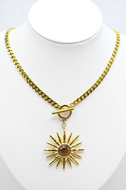 Collier soleil et pierre