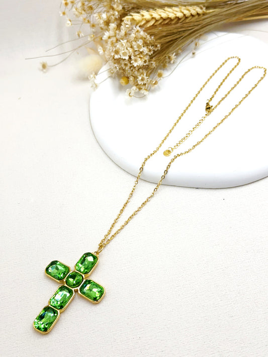 COLLIER CROIX VERT