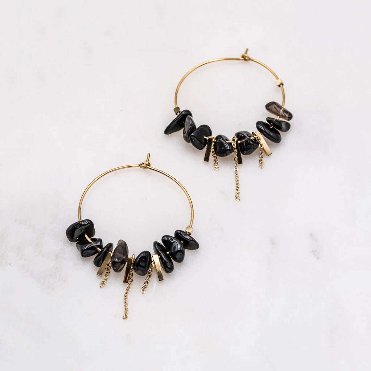 BOUCLES D'OREILLES AMANDA NOIRES