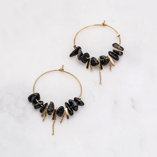 BOUCLES D'OREILLES AMANDA NOIRES