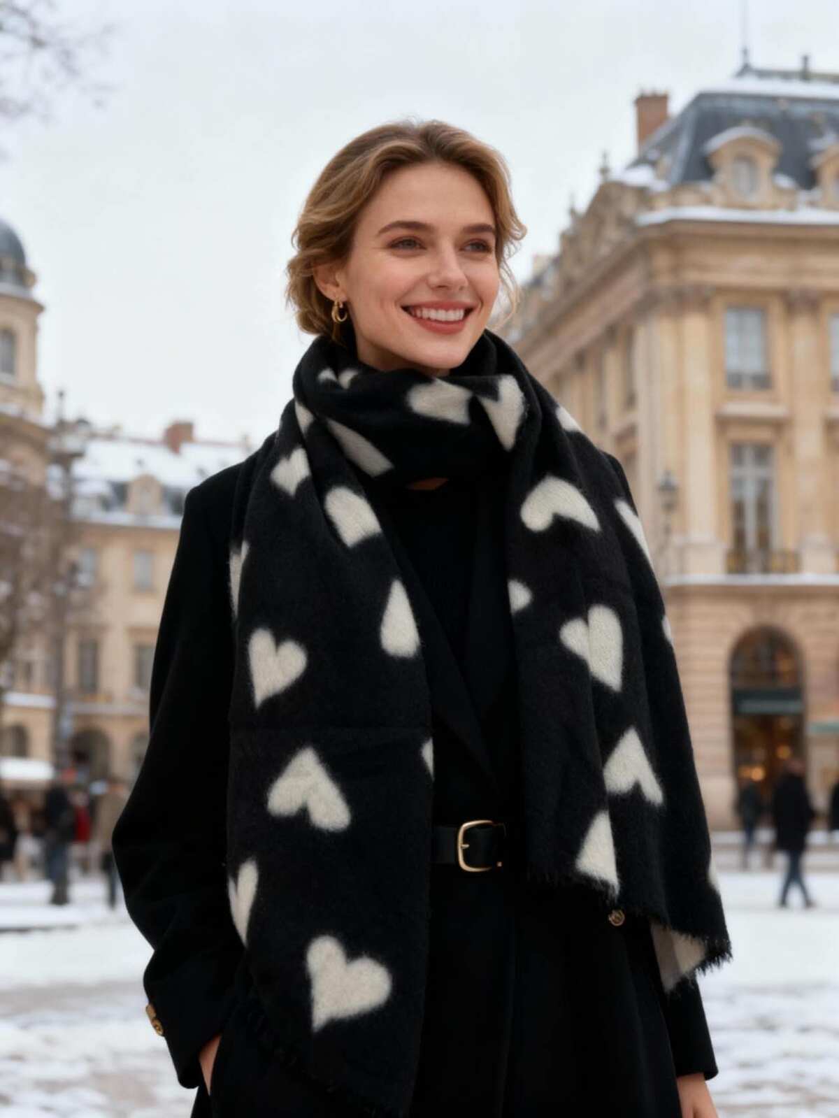 ECHARPE COEURS BLANCS
