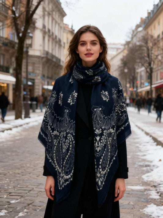 ECHARPE FOULARD CARRE BLEUE