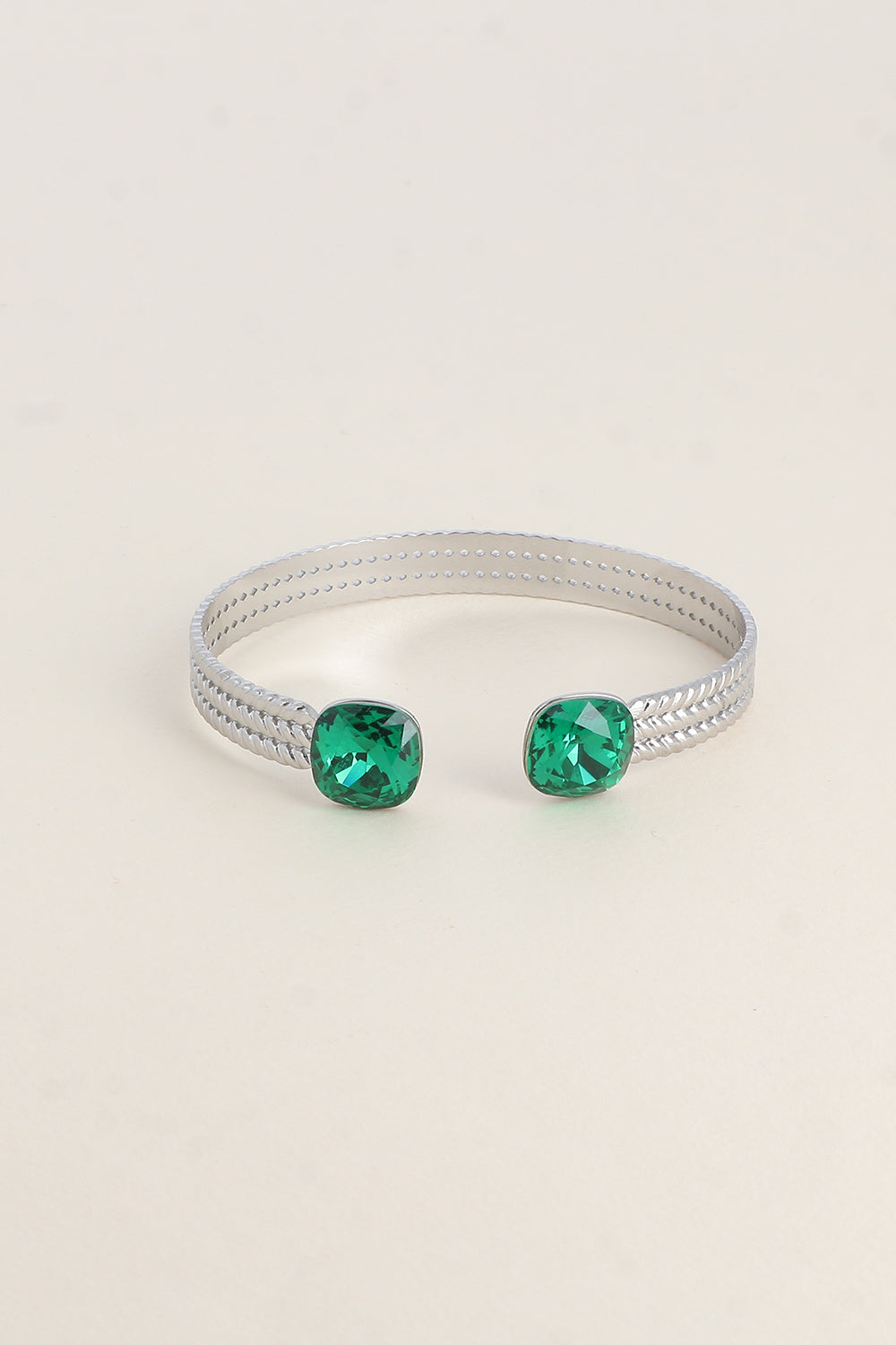 Jonc Phoebe monture argenté - orné de cristaux de Swarovski® VERT SAPIN