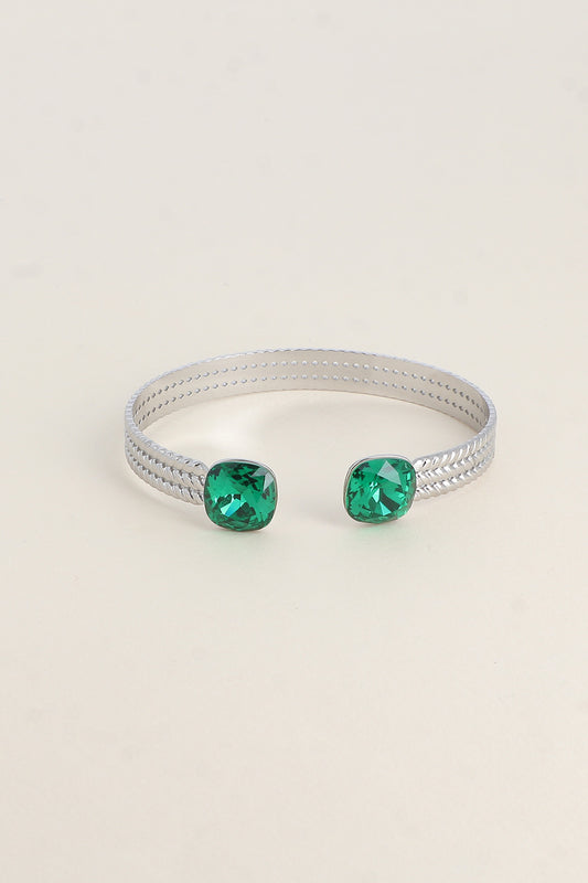 Jonc Phoebe monture argenté - orné de cristaux de Swarovski® VERT SAPIN