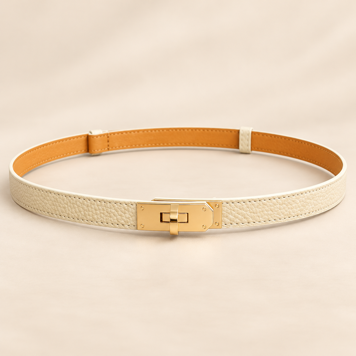 CEINTURE EN CUIR BEIGE AJUSTABLE