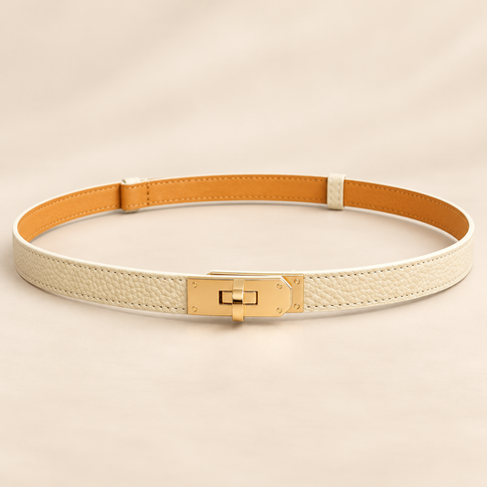 CEINTURE EN CUIR BEIGE AJUSTABLE