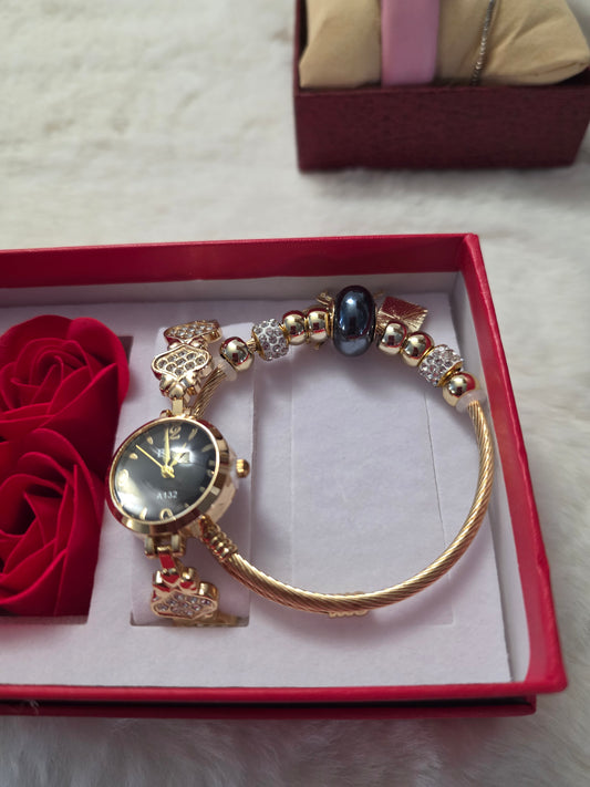 COFFRET MONTRE BRACELET  PAMPILLE BLEU