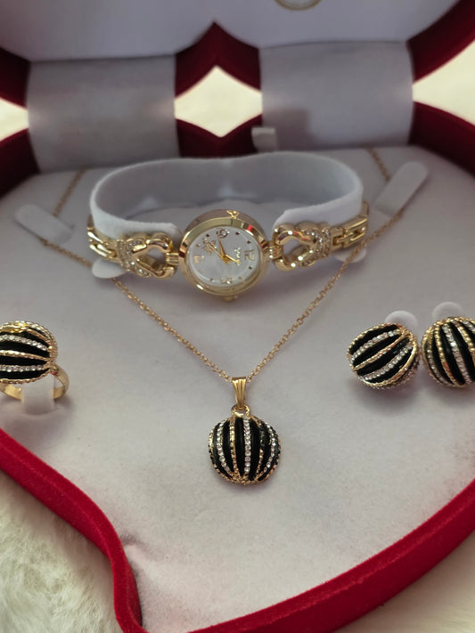 COFFRET MONTRE DORE ET NOIR