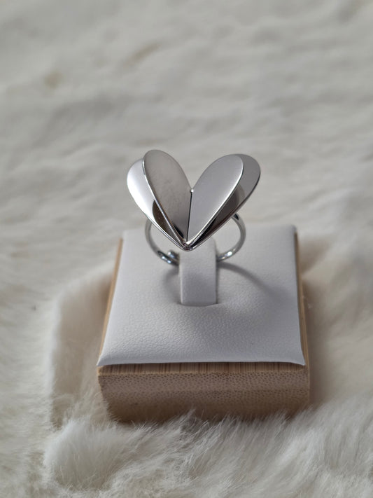 BAGUE DOUBLE COEURS ARGENTE