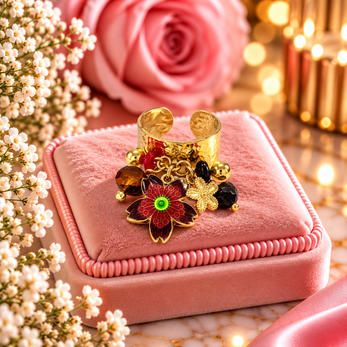 BAGUE BOHEMIENNE ROUGE