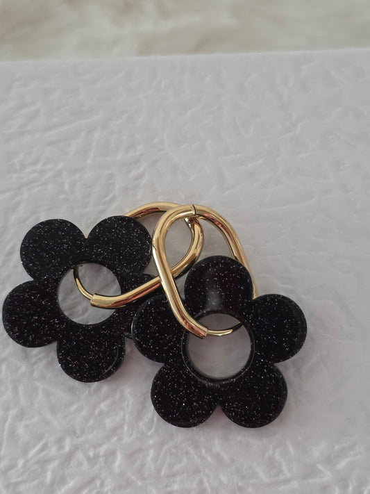 BOUCLES D'OREILLES JULIE NOIR PAILLETE