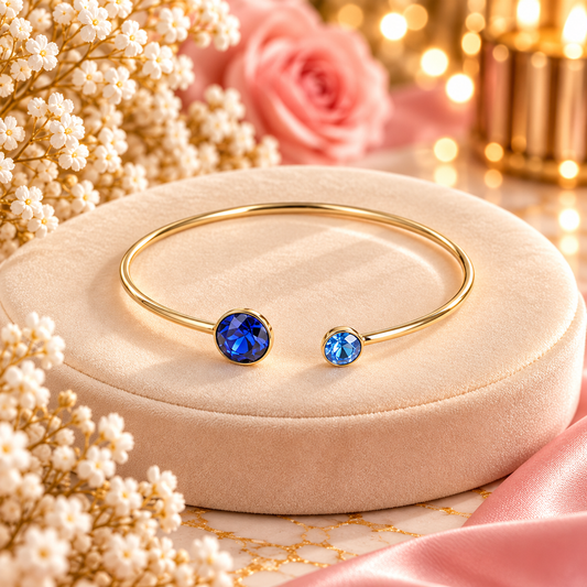 Jonc Betty doré - orné de cristaux de Swarovski® BLEU FONCE