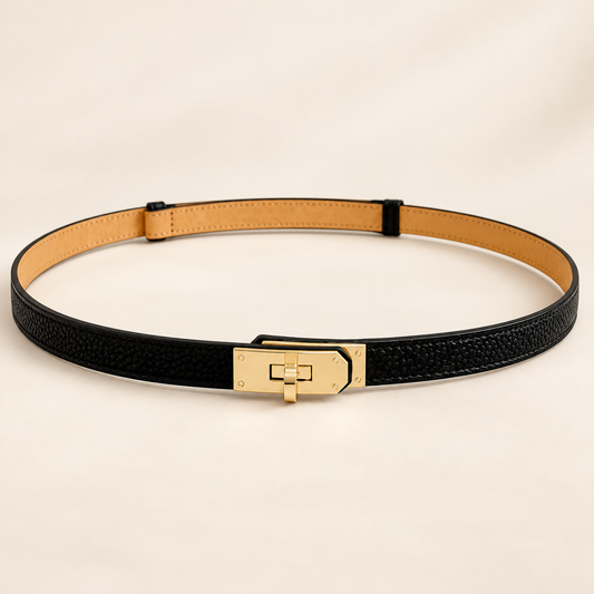 CEINTURE EN CUIR NOIR AJUSTABLE