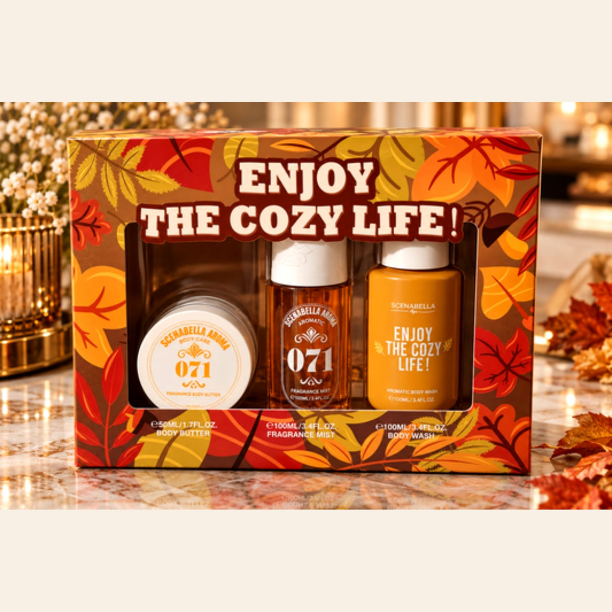 COFFRET SOIN DU CORPS 071 VANILLE NOIX GRILLEE CHOCOLAT CREME DE NOISETTE CARAMEL