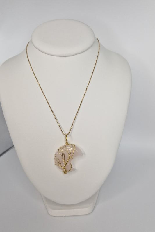 COLLIER LUNE EN QUARTZ ROSE