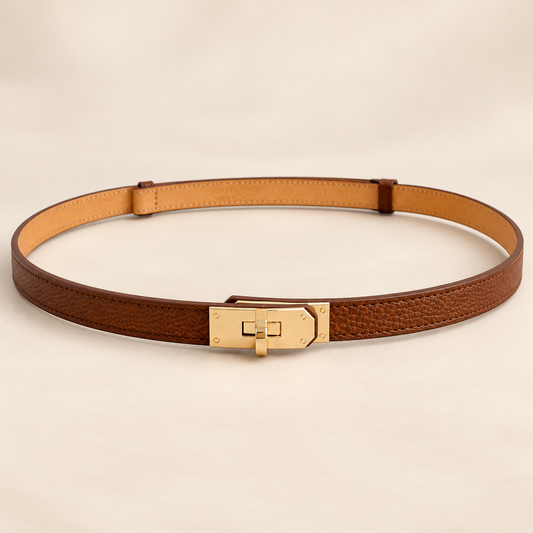 CEINTURE EN CUIR MARRON AJUSTABLE