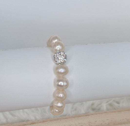 BRACELET PIERRES D'EAU DOUCE ET STRASS