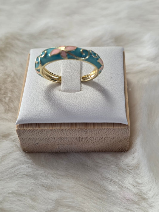 BAGUE CLEOPATRE VERT ET ROSE