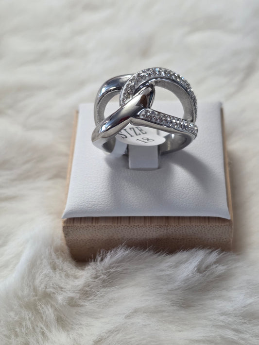 BAGUE ESMERALDA ARGENTE TAILLE 52/54